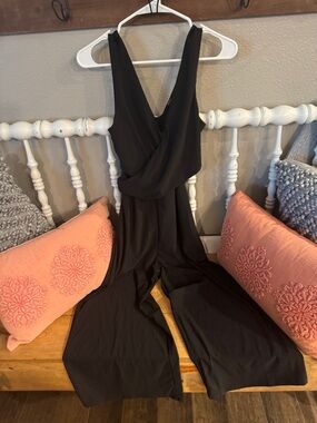 Blashe size medium Black Sleeveless Wrap Jumpsuit